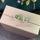 Fengxi Special New Natural Peridot Earrings 925 Silver Platinum Plated Seiko Inlaid Simple Earrings 6*8Mm