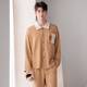 Fenton Pajamas Couple Fan Chengcheng's Same Style 2025 New Hyaluronic Acid 5A Antibacterial Moisturizing Star's Same Style Homewear Set Coffee Color-Men's XL