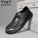 TYKT business casual shoes men's new top layer cowhide British leather shoes men's summer low-top breathable men's shoes TY2964 black 39