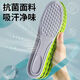 4D shock-absorbing, sweat-absorbing, anti-bacterial insoles for men, deodorant, thickened, super-soft soles, special for work, green and gray, 2 pairs, 4D, shock-absorbing, sports shock-absorbing, 41-42 can be cut
