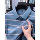 HAZZYS Haggis short-sleeved T-shirt for men's summer thin business casual striped embroidered lapel free POLO shirt shallow sky blue 15100 M 165