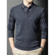 
NOSSKISS fake two-piece sweater men's autumn and winter casual plaid shirt collar layered base knitted men's worsted pure wool sweater on cyan S 165 [suitable for 105-120Jin [Jin equals 0.5 kg]]