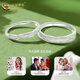 Chinese gold cedar wood couple ring solid silver pair ring for men and women light luxury high value Valentine's Day birthday gift Year of the Horse animal year gift Jingsuda solid silver cedar wood couple ring brand gift box
