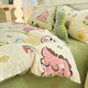 New winter thickened milk velvet warm four-piece coral quilt cover flannel sheet bedding three-piece set Naughty Dinosaur bed sheet style 1.2 three-piece set-quilt cover 150x200