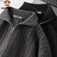 Paul Frank sweater men's autumn and winter casual sweater men's half turtleneck zipper wool top jacket dark gray 3XL