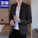 Luo Meng men's casual small suit spring, autumn and winter plus velvet Korean style slim plaid suit handsome single suit jacket trend 613 black M 85-105Jin Jin is equal to 0.5 kg