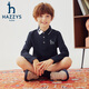 HAZZYS children's clothing boys and girls POLO shirt autumn new lapel casual long-sleeved T-shirt navy 130