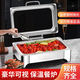 Thickened stainless steel buffet stove, electric heating, round Buffy stove, breakfast stove, insulation stove, which can be equipped with electric hot plate tableware, rectangular digital display short-leg dining stove, double compartment 9L