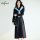 
Eifli (eifini) Eifli anti-wrinkle TR color spinning slim and stretch out the wave skirt hem waist beef tendon comfortable women's skirt 2025 autumn new style Navy M