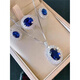 Reza Sapphire Set Ring Necklace Earrings Three-piece Set Tanzanite European and American Temperament Light Luxury Women's Pendant Versatile Jewelry Sapphire Necklace