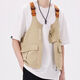 Hong Kong style brand dual-purpose crossbody bag personalized functional vest bag multi-pocket large-capacity variable backpack vest khaki L (suitable for height 175*180cm)