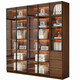 Melan bookcase with glass door display wine cabinet home living room hand-made integrated wall to top bookshelf solid wood walnut color 40 single door walnut color installation included standard version delivered to the home