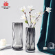 Love has been filled with sugar glass art vase pleated gray 25cm light luxury living room ornaments hydroponic container fake flowers birthday gift vase