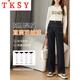 TKSY Down Pants Women's Outerwear Winter 2025 New Large Size Fat MM Slim Warm Cotton Pants Plus Velvet Wide Leg Jeans Blue Gray XL