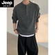 JEEP SPIRITcleanfit henley collar sweater men's autumn and winter warm sweater men's inner long-sleeved base sweater dark gray XL 130 to 145Jin Jin equals 0.5 kg can be worn