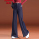 RAJKPOOR Retro High Waist Denim Straight Pants Women's Pants 2025 Autumn New Style This Year's Popular Velvet Wide Leg Long Pants Retro Blue - Pants <Spring and Autumn Style> XL / Recommended 116-125 Jin Jin is equal to 0.5 kg