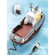 Yanxi neues Produkt Mini-Fernbedienungsboot, Spielwasserspielzeug, klassischer kleiner Schlepper, RC-Elektro-Schnellboot, Jungen-Geburtstagsgeschenk, seeblaues Atom-U-Boot – 40 MHz Standard-Lade-freie Fernbedienungsbatterie + Werkzeuge
