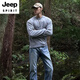 JEEP SPIRIT American Henry shirt long-sleeved T-shirt men's autumn and winter tough guy fitness training showing muscle sports sweatshirt inner layering shirt light gray S (suitable) 85-100Jin Jin equals 0.5 kg