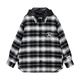 JACK&JONES men's woolen coat, fashionable and versatile embroidered plaid detachable hooded collar loose coat top 225427008 A06 snow white black regular S (170)