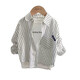 Children's shirts 2025 autumn striped baby shirts Korean version for small and medium-sized children early and early autumn fashionable p245 white size 90 recommended height 80-cm
