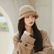 Catman Hat Women's Autumn and Winter Fashion Versatile Basin Hat Wool Winter Warmth British Retro Elegant Fisherman Hat Temperament Hat Khaki 56-59CM