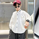 Children's clothing boys' spring white shirts 2025 new medium and large children's spring and autumn boys' spring long-sleeved shirts trendy white 130