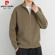 Pierre Cardin sweater men's autumn and winter trendy high-end cardigan jacket men's casual stand-up collar sweater men's black XL