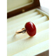 Lan Lian's original design jewelry ring, Japanese natural red organic gemstone, fashionable, simple, versatile and unique
