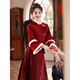 Woodpecker red horse-faced skirt toasting suit bride Chinese wedding dress engagement suit women's autumn and winter new wedding dress skirt (jacket + skirt) suit XL