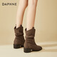 Daphne (Daphne) Retro -Pfahlstiefel für Frauen 2025 Herbst neue Frauenstiefel Casual Short Stiefel Western Denim Stiefel Khaki Single -Layer -Absatzhöhe 5cm 38 (240 mm)