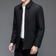 Lapel executive jacket leader style autumn and winter new velvet men's middle-aged and elderly dad wear stand-up collar jacket casual wear 219 black velvet 4XL