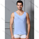 SCHISSER Deutsche Shuya Herrensammlung TJ523m Modal Shumei Cotton Herren Top T-Shirt V-Ausschnitt Streifenweste-Hellgrau (13559 m)