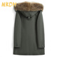 NKDH brand parka men's winter hooded raccoon fur integrated fur coat mink liner workwear warm fur coat green + American raccoon liner rex rabbit fur sleeves 2XL 180