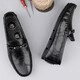 
SATCHI Light Luxury 2025 Summer New Genuine Leather Beanie Shoes Men's Lazy Loafer Soft Sole Business Men MT9913 Black 38