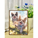 MPPMCK cute dog DIY digital oil painting hand-painted color oil color decompression hand-decorative hanging painting SJ12859 30x40cm stretched thick solid wood inner frame Highlight pigment + professional oil canvas + brush + accessories