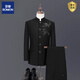 ROMON (ROMON) Embroidered Crane Pattern Black Mao Suit Performance Outfit Groom Wedding Dress Chinese Style Young Men's Tang Suit Black Crane Pattern Top + Pants S (165) 95-105Jin Jin equals 0.5 kg