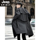 JEEP SPIRIT high-end windbreaker men's medium-length coat 2025 new spring and autumn youth black casual cloak men's coat black M