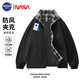 NASA GISS Jacket Men's Trendy Spring and Autumn Korean Style Youth Stand Collar Loose Casual Windproof Warm Jacket Men Black XL