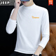 Jeep Spirit Pure Cotton Half Turtleneck Base Base Camiseta de manga larga para hombres Camiseta de colina sólida de color medio y otoño