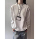 Yiran presents pullover sweatshirt for men in autumn and winter new style Henry collar deconstructed splicing design bottoming shirt versatile fashion top for men white gray M recommended 90-110Jin Jin is equal to 0.5 kg