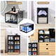 Yusenyi thickened fully hard transparent magnetic shoe box AJ shoe storage box AJ sneaker dust-proof display cabinet household plastic shoe wall 1 piece in black and see-through in the front, large size can be placed in high tops 1 piece in black and see-through in front, large size can be placed in high tops