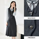 Xiangying francés Falso falso de dos piezas Vestido que abraza la cintura para mujeres 2025 Autumn New Stand Collar High Intelligence Suparing Falda de manga larga Gray M 160/84a/95-110Jin [Jin equivale a 0.5 kg]