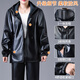 Liyang Leather Jacket and Leather Pants Suit Men's and Women's Work Clothes Spring and Autumn Wear-resistant Labor Protection Windproof, Waterproof, Oil-proof and Dustproof Loose Jacket Leather Jacket and Leather Pants Suit (without velvet) 2XL 120-130Jin Jin is equal to 0.5 kg