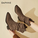 Daphne (Daphne) Retro -Pfahlstiefel für Frauen 2025 Herbst neue Frauenstiefel Casual Short Stiefel Western Denim Stiefel Khaki Single -Layer -Absatzhöhe 5cm 38 (240 mm)