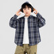 Duojia salt-style literary style boys' shirts 2025 autumn handsome and refreshing small blue checkered long-sleeved children's cotton tops blue checkered 130