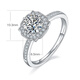 AVHE platinum diamond ring, artificially cultivated diamond 1 carat round diamond surrounded by square brute engagement platinum 1 carat Valentine's Day 18K gold diamond ring - 1 carat D color VVS main diamond
