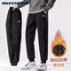 Skechers fleece sports sweatpants for men, warm, slim, versatile and loose, 2025 autumn and winter new style leggings trousers -0018 Carbon Black S (165)