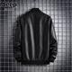JEEP SPIRIT Jeep Leather Jacket Men's 2025 Spring and Autumn Motorcycle Men's Baseball Uniform Leather Jacket Jacket Spring and Autumn Men 2102 Black XL Recommended 120-140Jin Jin is equal to 0.5 kg