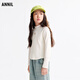 Annai children's wear girls' simple outer wear and inner wear mid-collar long-sleeved sweater 2025 autumn new style toffee white 140cm
