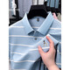 HAZZYS Haggis short-sleeved T-shirt for men's summer thin business casual striped embroidered lapel free POLO shirt shallow sky blue 15100 M 165